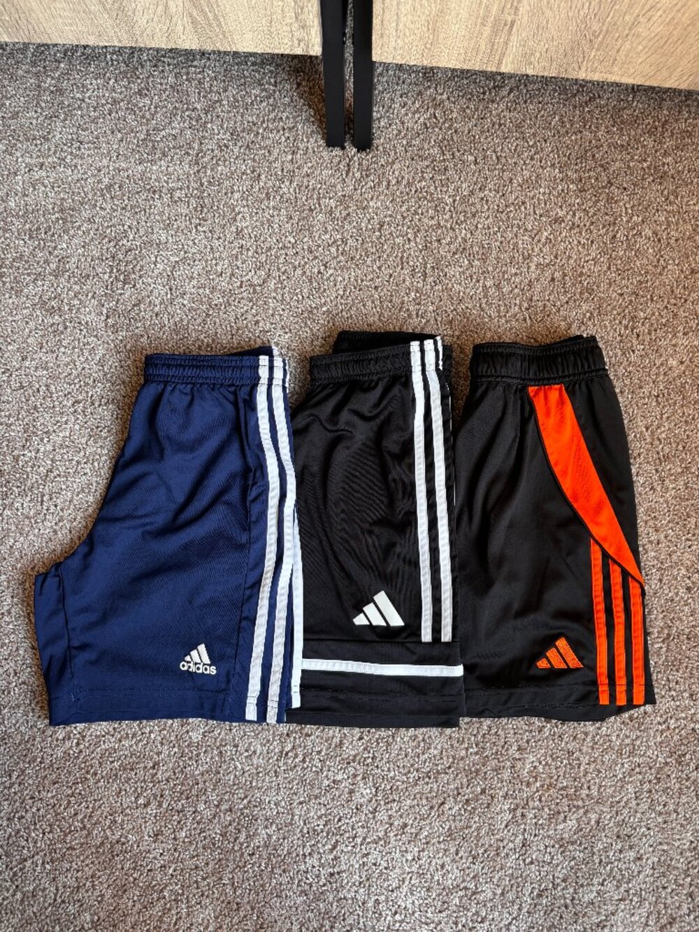 Adidas Boys Athletic Shorts Bundle Size 11/12 Medium 3-Stripe Activewear 3Piece